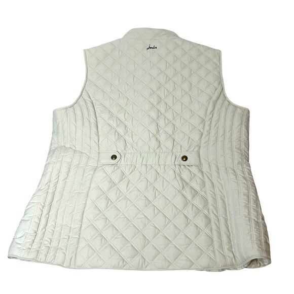Joules Womens's Quilted Ivory Vest Gilet Pockets Sz 14 Preppy Equestrian Puffer - Picture 5 of 11